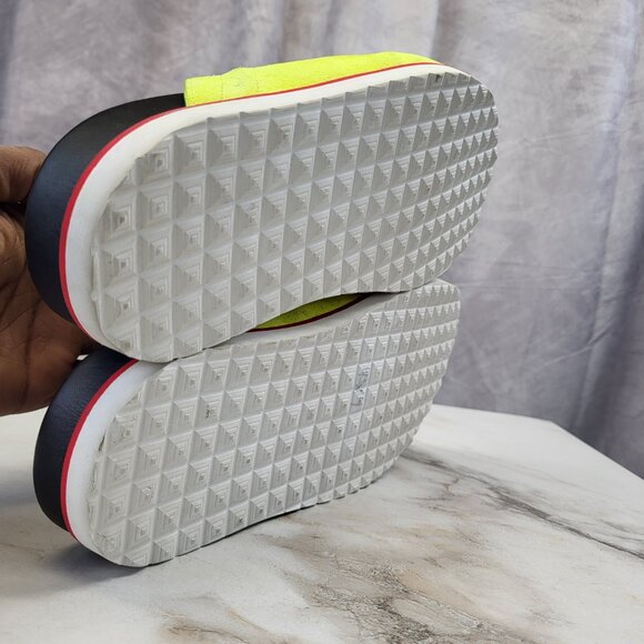 BUSCEMI Neon Suede Clogs Slides Slippers Men's Size 43 Red/Neon/Black - Picture 12 of 13